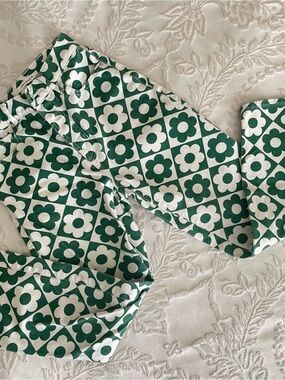 PacSun Green and White Floral Check Jeans